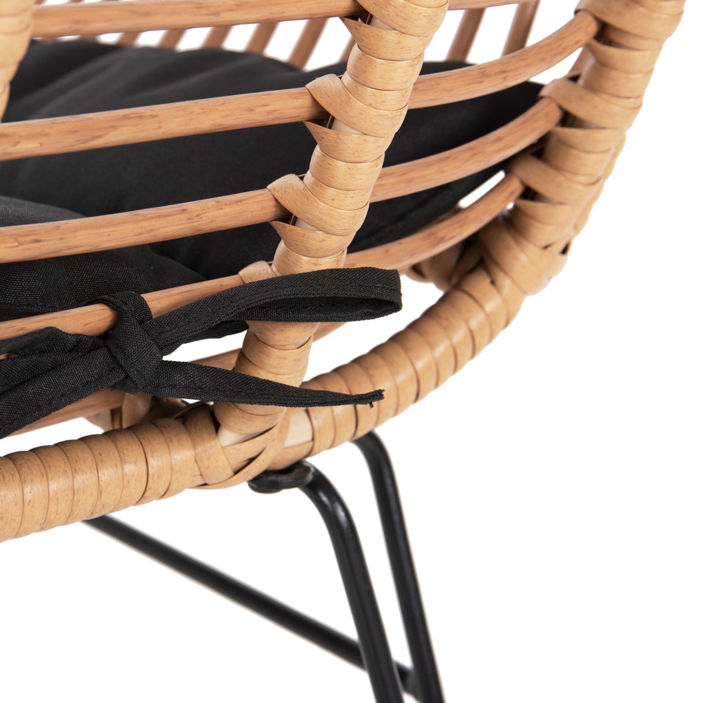OUTDOOR DINING SET 7PCS ALLEGRA HM10495 WICKER IN BEIGE-METAL IN BLACK