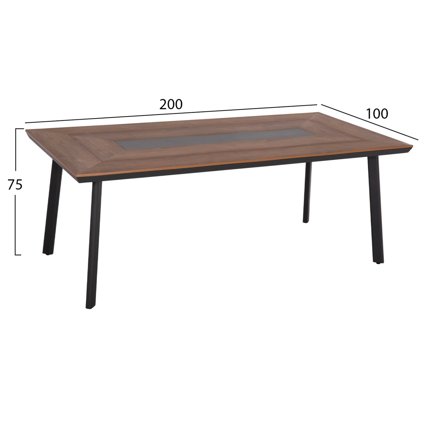 OUTDOOR DINING SET 7PCS TOPIN HM10825.03 ALUMINUM IN DARK GREY--POLYWOOD--P.E.RATTAN