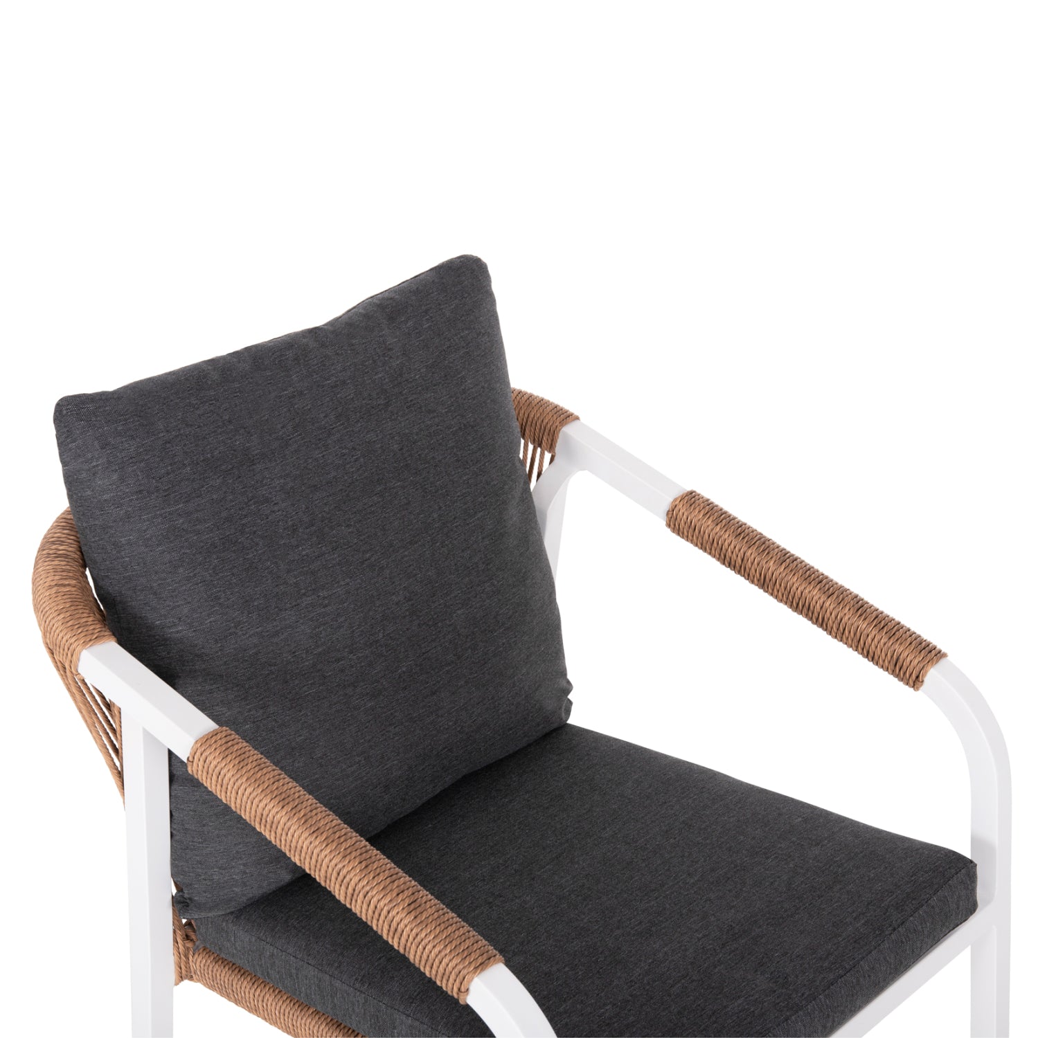 OUTDOOR DINING SET 7PCS MAERLY HM10826.01 ALUMINUM IN WHITE--POLYWOOD--GREY CUSHIONS