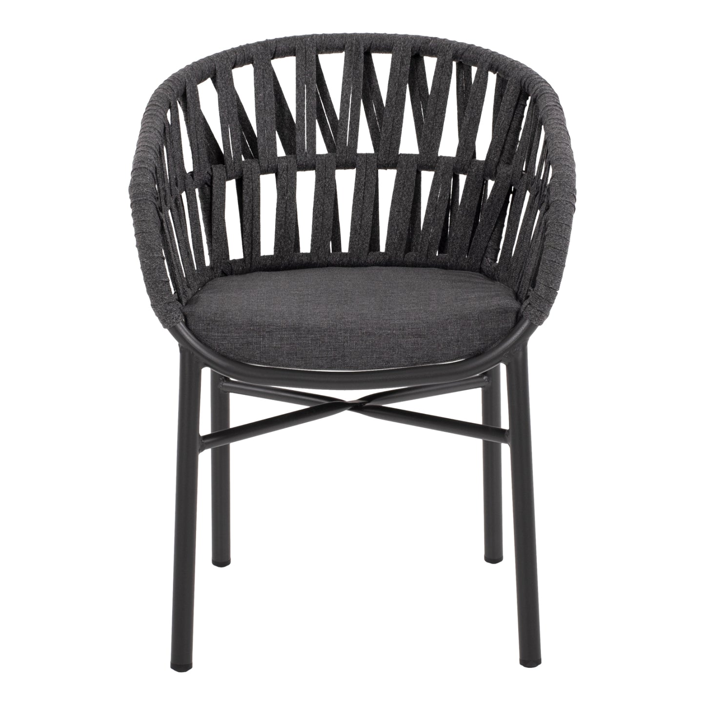 OUTDOOR DINING SET 7PCS TABER HM10829.01 ALUMINUM IN DARK GREY--POLYWOOD--P.E.ROPE