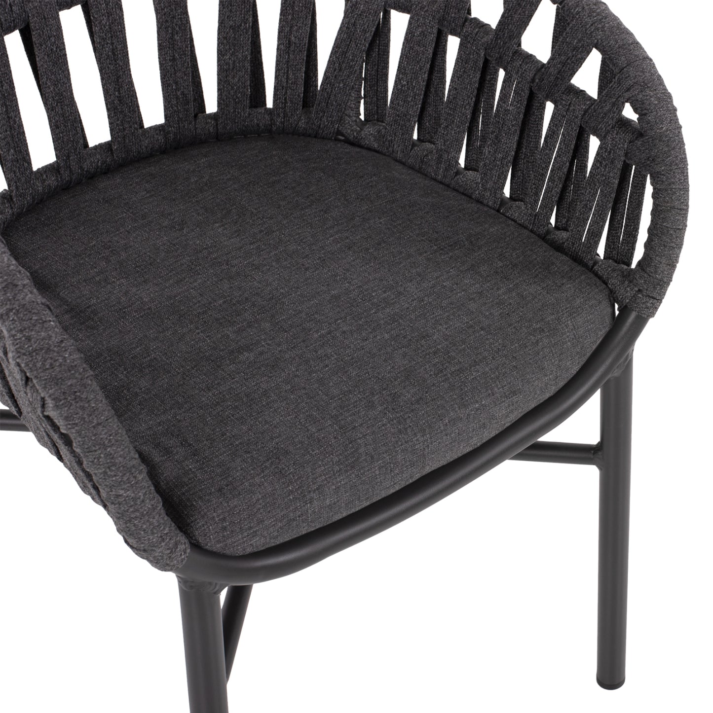 OUTDOOR DINING SET 7PCS TABER HM10829.01 ALUMINUM IN DARK GREY--POLYWOOD--P.E.ROPE
