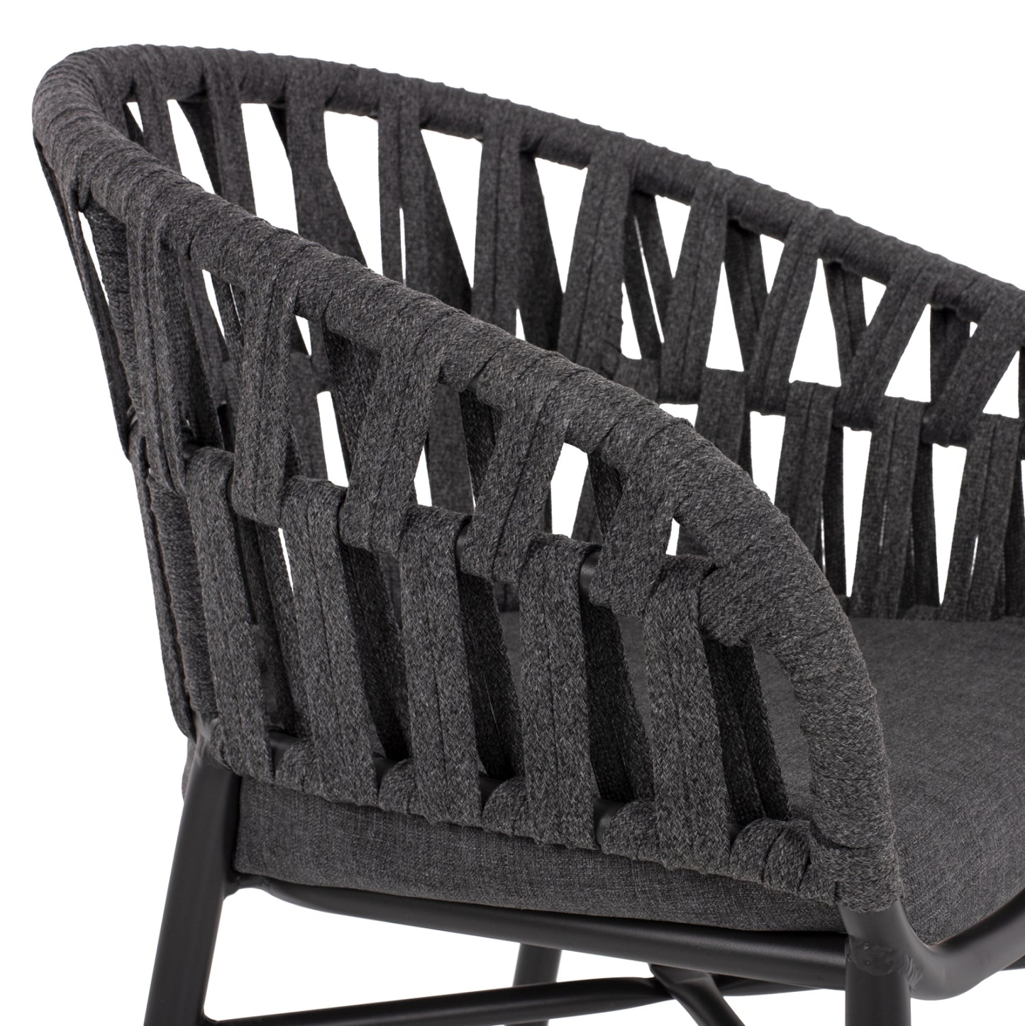 OUTDOOR DINING SET 7PCS TABER HM10829.01 ALUMINUM IN DARK GREY--POLYWOOD--P.E.ROPE