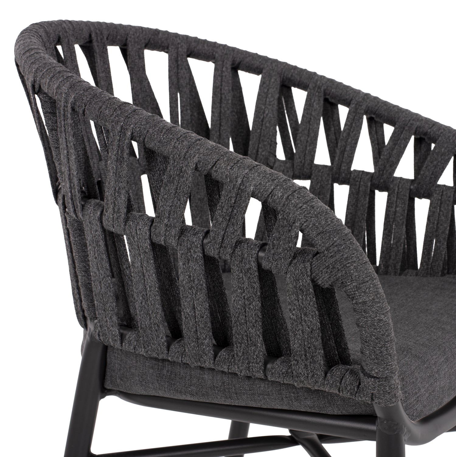 OUTDOOR DINING SET 7PCS TABER HM10829.01 ALUMINUM IN DARK GREY--POLYWOOD--P.E.ROPE