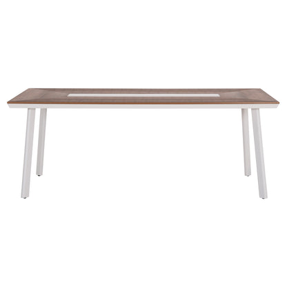 OUTDOOR DINING SET 7PCS TABER HM10829.02 ALUMINUM IN WHITE--POLYWOOD--P.E.ROPE BEIGE