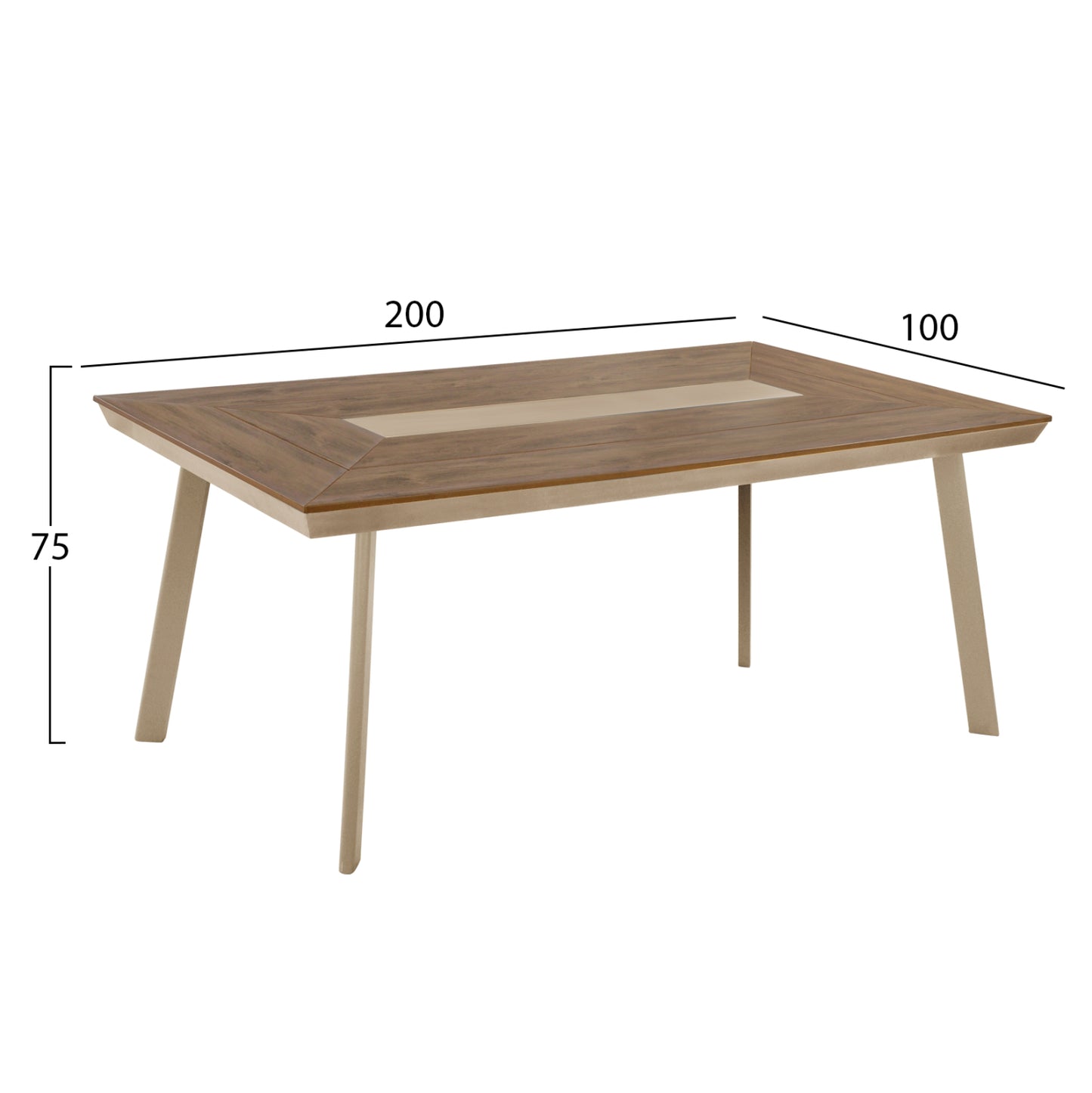 OUTDOOR DINING SET 7PCS SAGA HM10839.01 CHAIRS & TABLE ALUMINUM-POLYWOOD--CHAMPAGNE