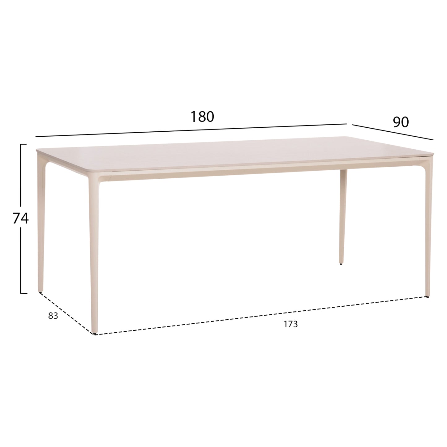 OUTDOOR DINING SET 7PCS STAD HM10863.02 BEIGE ALUM. & OLEFIN-WHITE SINTERED STONE TOP