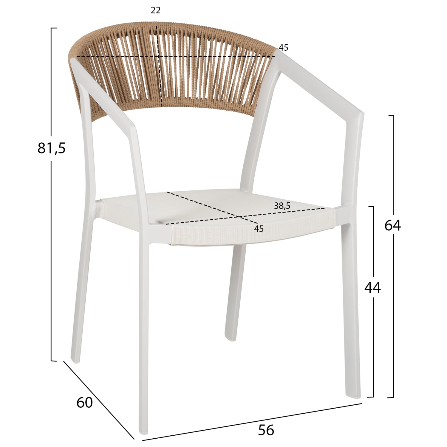 OUTDOOR DINING SET 7PCS MIRI HM10875.03 WHITE METAL TABLE--ALUMINUM CHAIRS