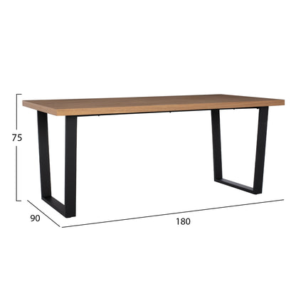 DINING SET 7PCS ASTORIA HM10933.02 MDF TOP--FABRIC IN BEIGE/BROWN & BLACK METAL LEGS