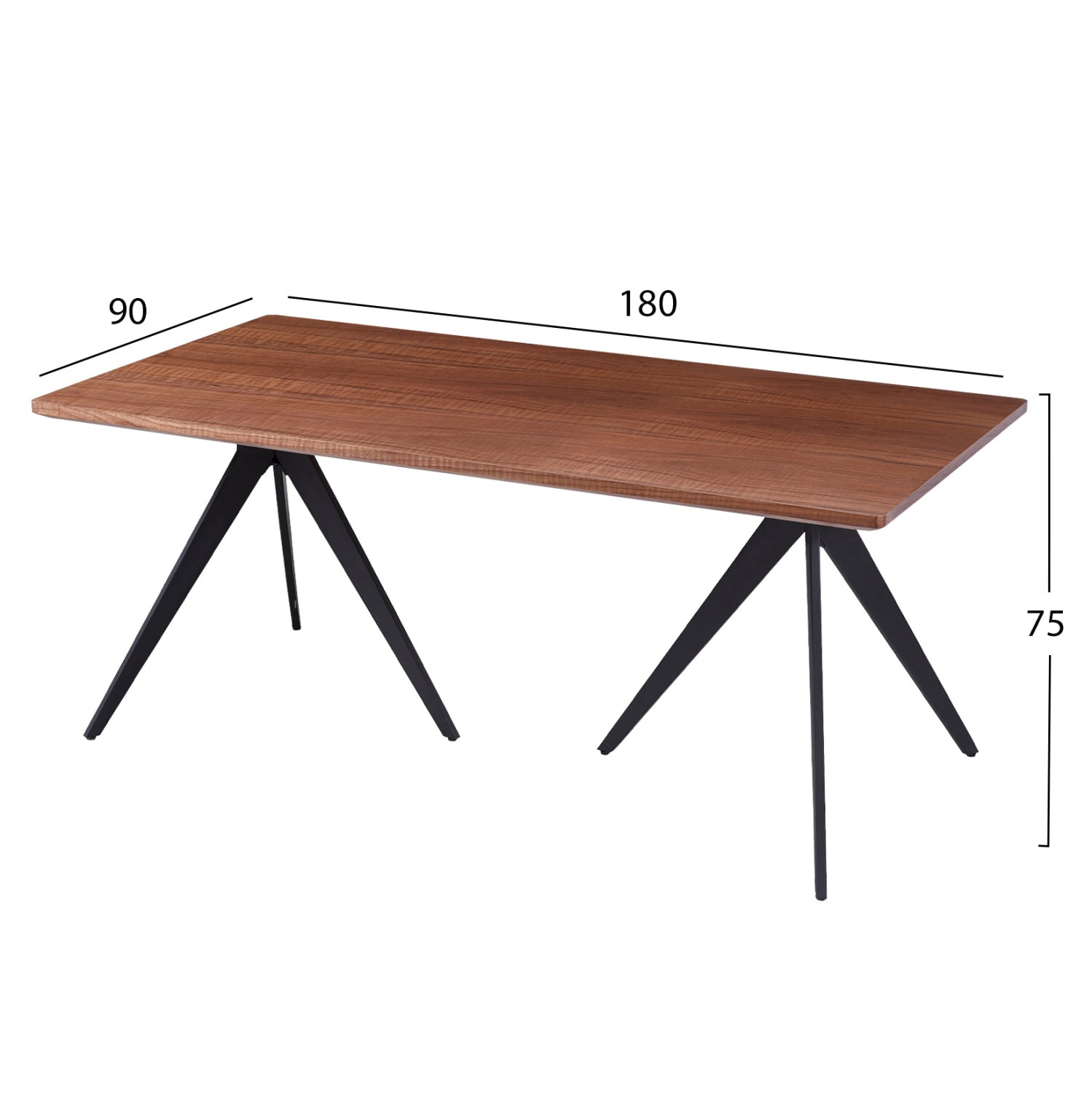 DINING SET 7PCS GAFF HM10935.03 MDF TOP IN WALNUT--FABRIC IN TAUPE & BLACK METAL LEGS
