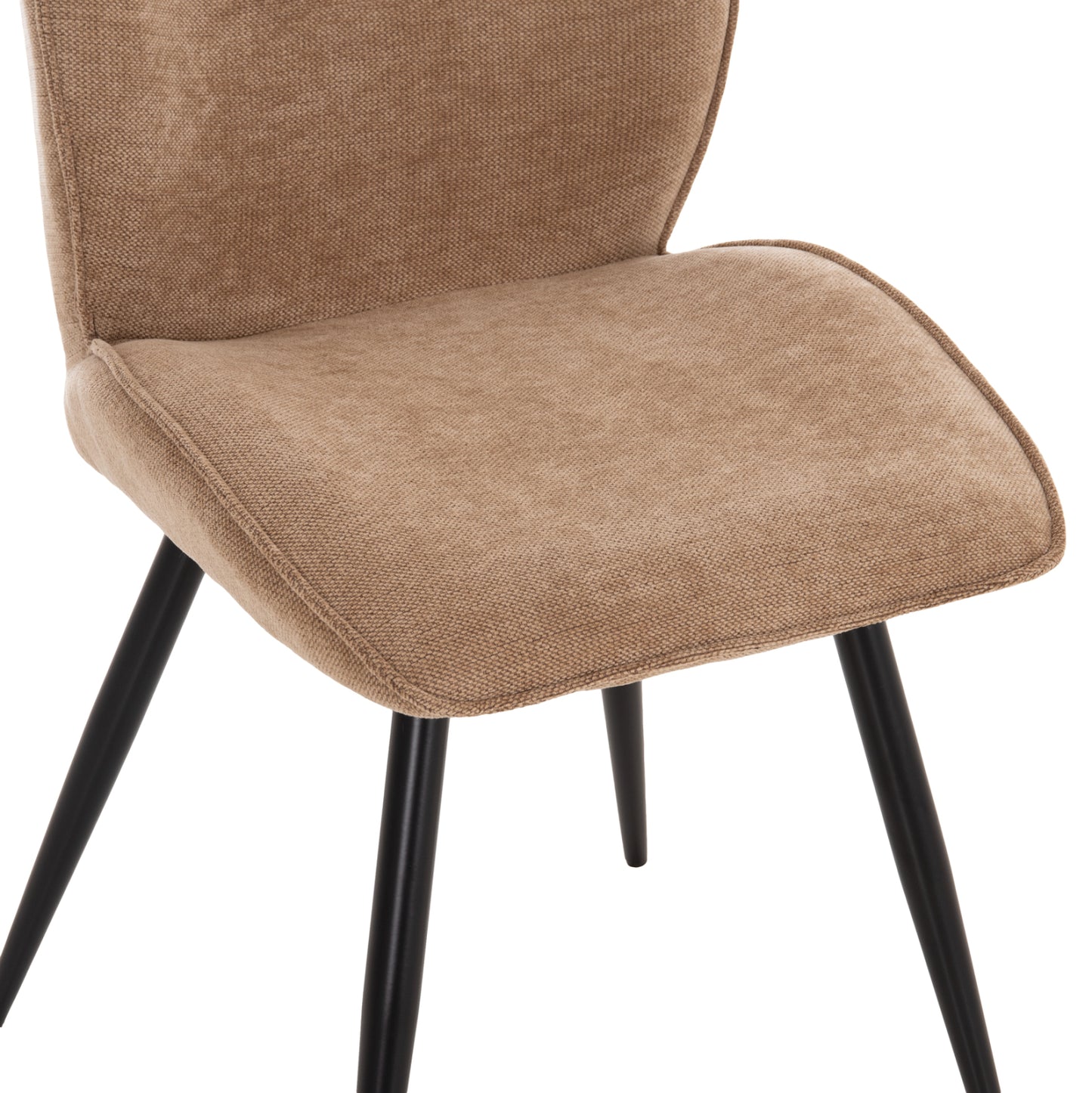 DINING SET 7PCS GAFF HM10935.03 MDF TOP IN WALNUT--FABRIC IN TAUPE & BLACK METAL LEGS