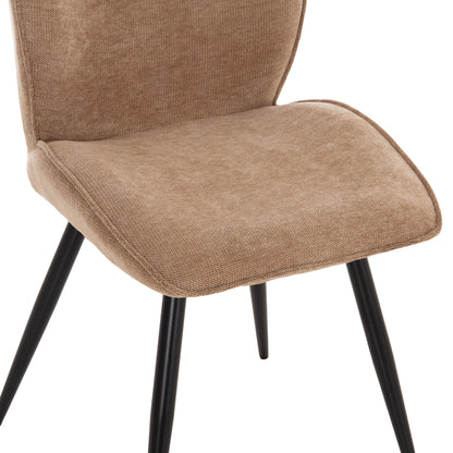 DINING SET 7PCS GAFF HM10935.03 MDF TOP IN WALNUT--FABRIC IN TAUPE & BLACK METAL LEGS