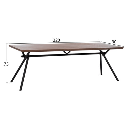 DINING SET 7PCS MANDY HM10957.03 MDF TOP--FABRIC IN TAUPE & BLACK METAL LEGS