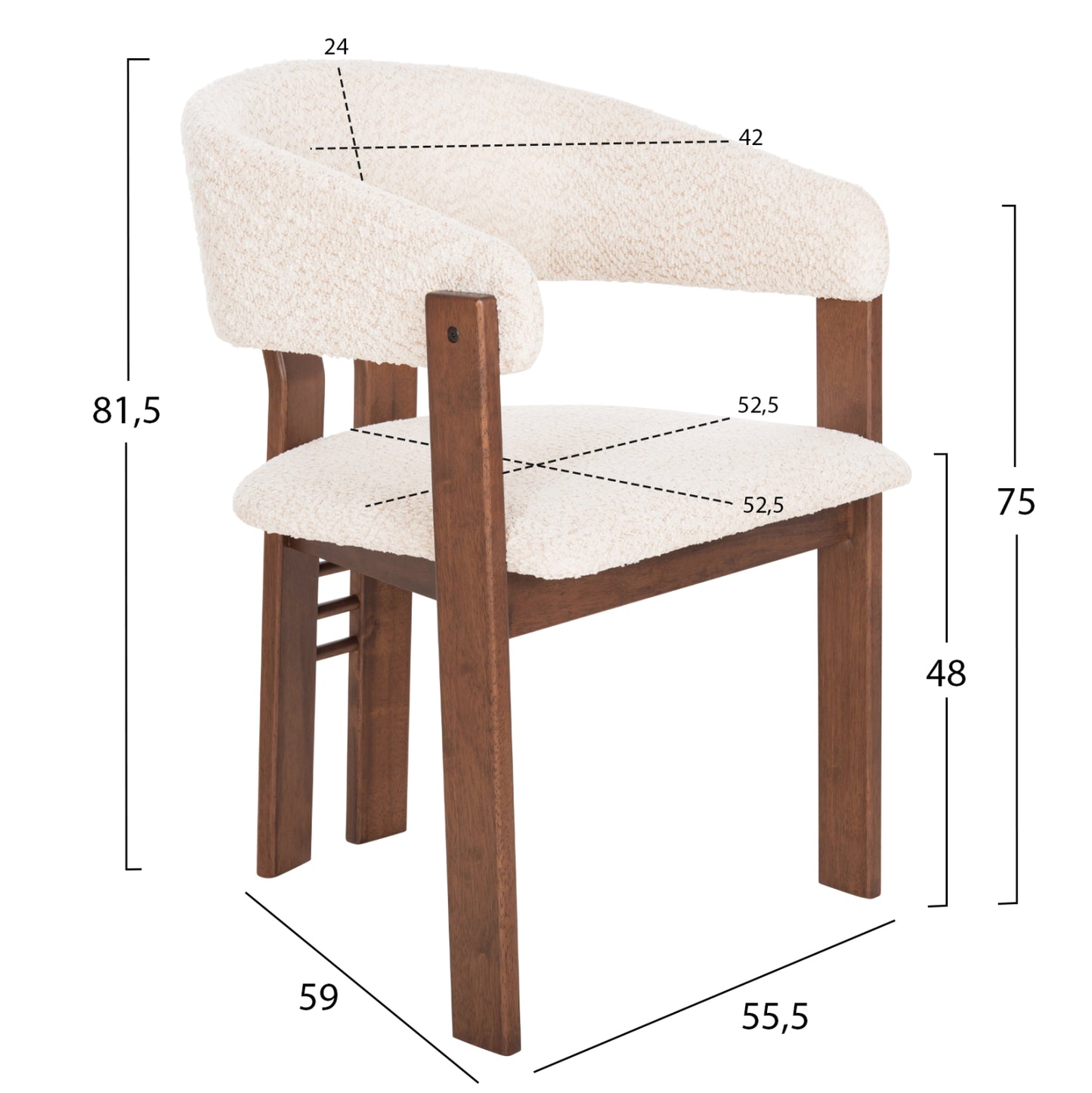 DINING SET 7PCS ZARRA HM21338.01 TABLE MADE OF MDF--CHAIRS WITH BOUCLE FABRIC