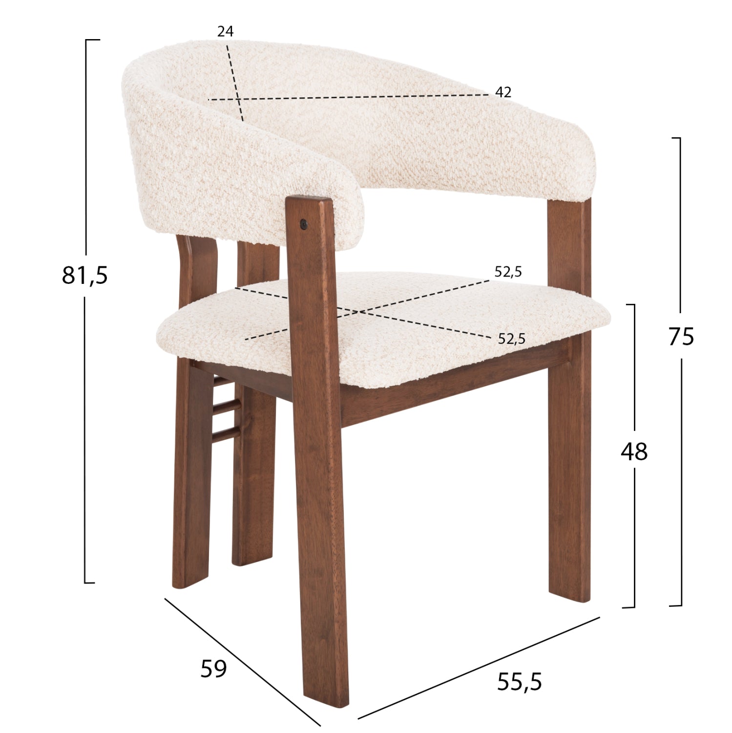 DINING SET 7PCS ZARRA HM21338.01 TABLE MADE OF MDF--CHAIRS WITH BOUCLE FABRIC
