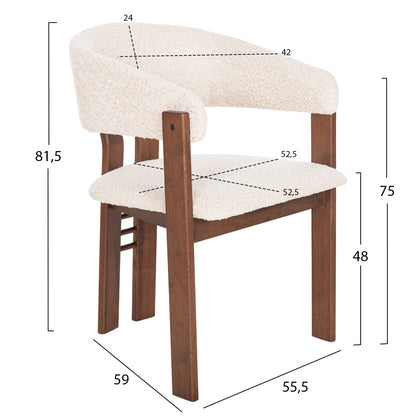 DINING SET 7PCS ZARRA HM21338.01 TABLE MADE OF MDF--CHAIRS WITH BOUCLE FABRIC