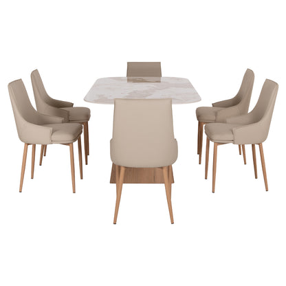 ΣΕΤ ΤΡΑΠΕΖΑΡΙΑΣ 7ΤΜΧ NORDU HM21359 ΚΕΡΑΜΙΚΟ TOP/MDF ΒΑΣΗ--PU ΚΡΕΜ/ΜΕΤΑΛ.ΠΟΔΙΑ