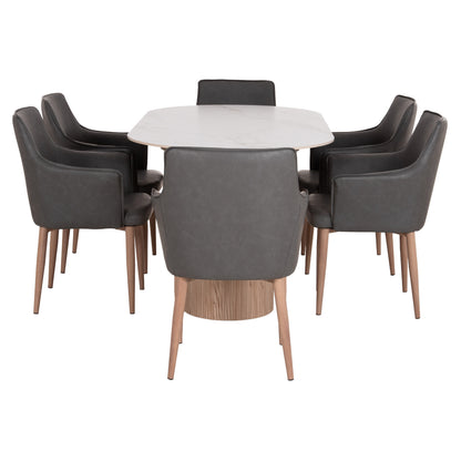 ΣΕΤ ΤΡΑΠΕΖΑΡΙΑΣ 7ΤΜΧ MELLOW HM21360 ΚΕΡΑΜΙΚΟ TOP/MDF ΠΟΔΙΑ--PU ΓΚΡΙ/ΜΕΤΑΛ.ΠΟΔΙΑ
