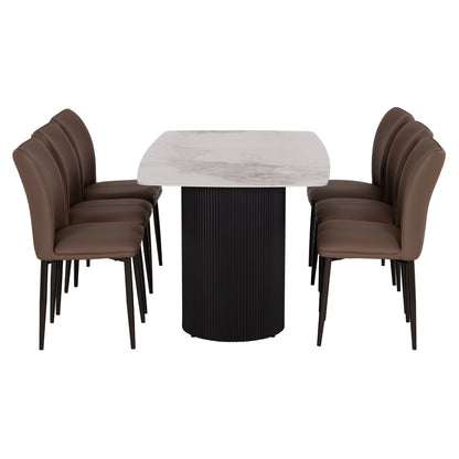 ΣΕΤ ΤΡΑΠΕΖΑΡΙΑΣ 7ΤΜΧ MINAO HM21362 ΚΕΡΑΜΙΚΟ TOP/MDF ΠΟΔΙΑ--PU ΚΑΦΕ/ΜΕΤΑΛ.ΠΟΔΙΑ
