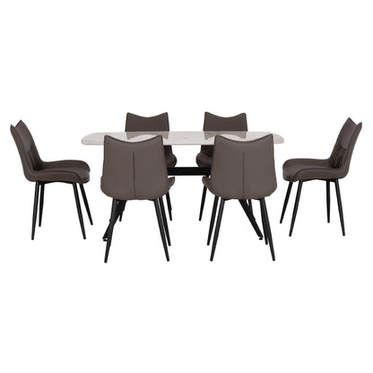ΣΕΤ ΤΡΑΠΕΖΑΡΙΑΣ 7ΤΜΧ AIKA HM21364 ΚΕΡΑΜΙΚΟ TOP/ΜΕΤΑΛ. ΠΟΔΙΑ--PU ΓΚΡΙ/ΜΕΤΑΛ.ΠΟΔΙΑ