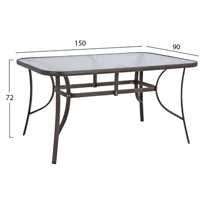 Set Dining Table 7 pieces Chairs with pillow & table 150x90 HM10572.02 Brown