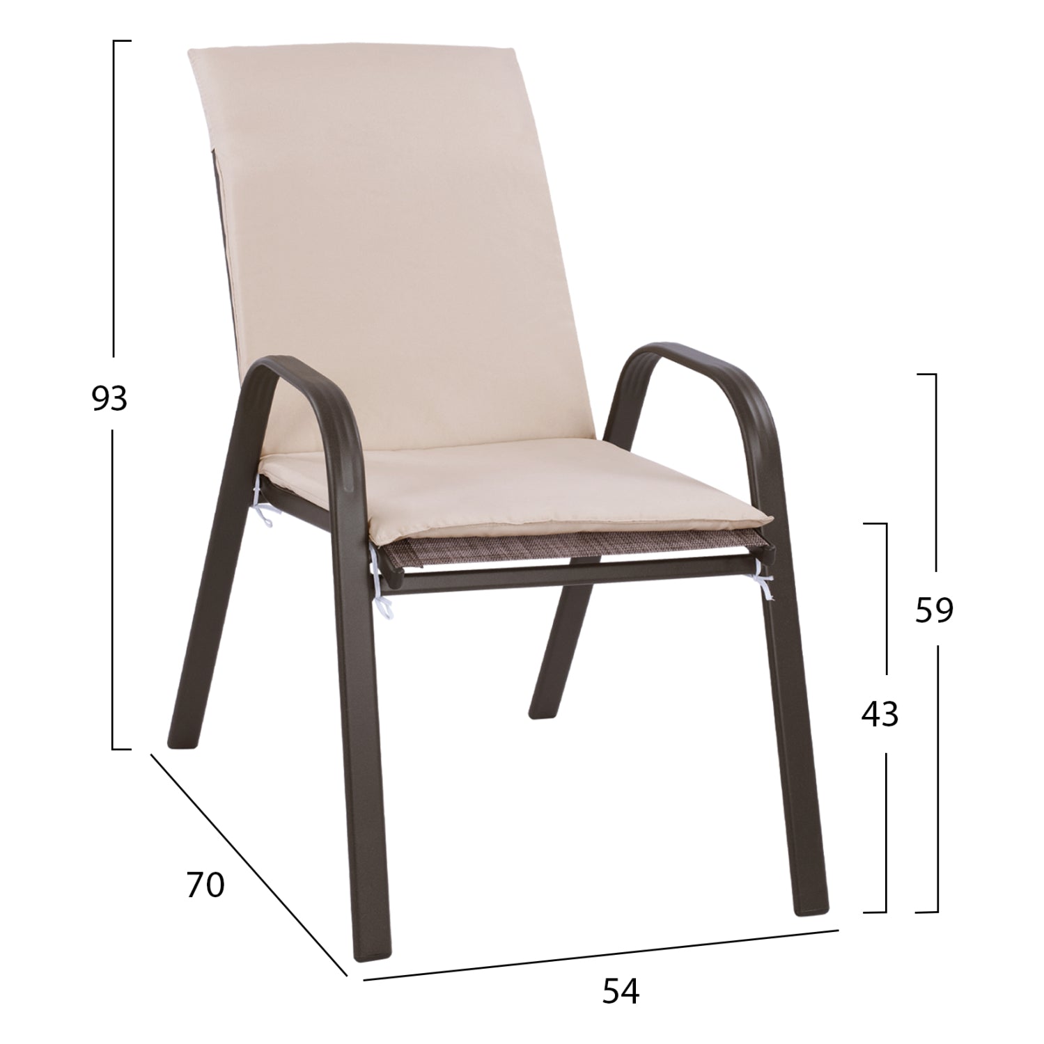 Set Dining Table 7 pieces Chairs with pillow & table 150x90 HM10572.02 Brown