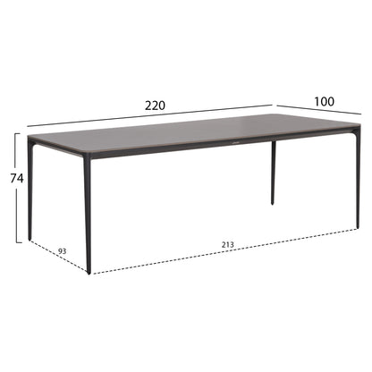 OUTDOOR DINING SET 9PCS STAD HM10865.01 GREY ALUMINUM-SINTERED STONE TOP-OLEFIN FABRIC