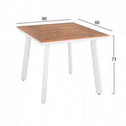 DINING SET 3PCS WHITE TABLE 80x80 AND CHAIR WITH ROPE HM11536.01