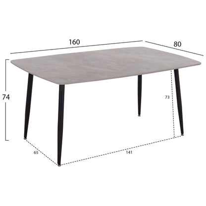 DINING SET 5PCS CORNEL HM10943.01 GREY MARBLE TOP-GREY FABRIC