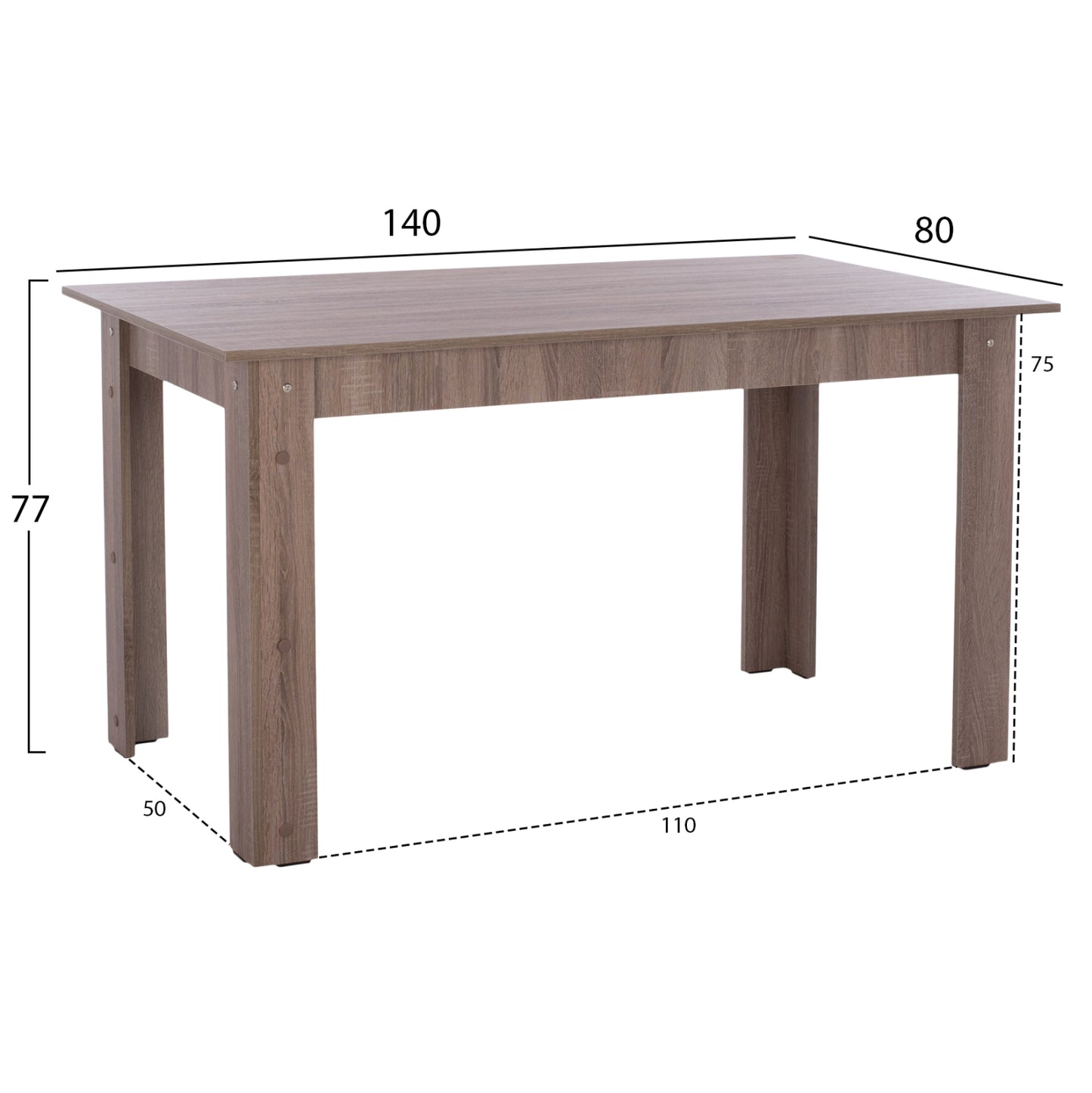 DINING SET 5PCS KELVIN HM10886.05 MELAMINE IN SONAMA OAK--BLACK VELVET