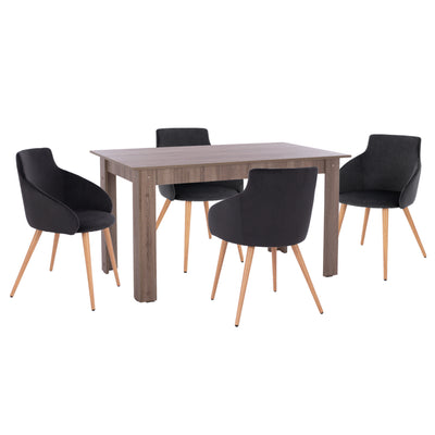 DINING SET 5PCS KELVIN HM10886.05 MELAMINE IN SONAMA OAK--BLACK VELVET