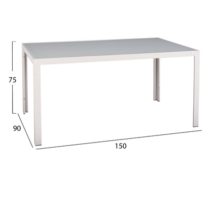 OUTDOOR DINING SET 5PCS OFER HM21030 WHITE METAL TABLE-WHITE METAL ARMCHAIRS