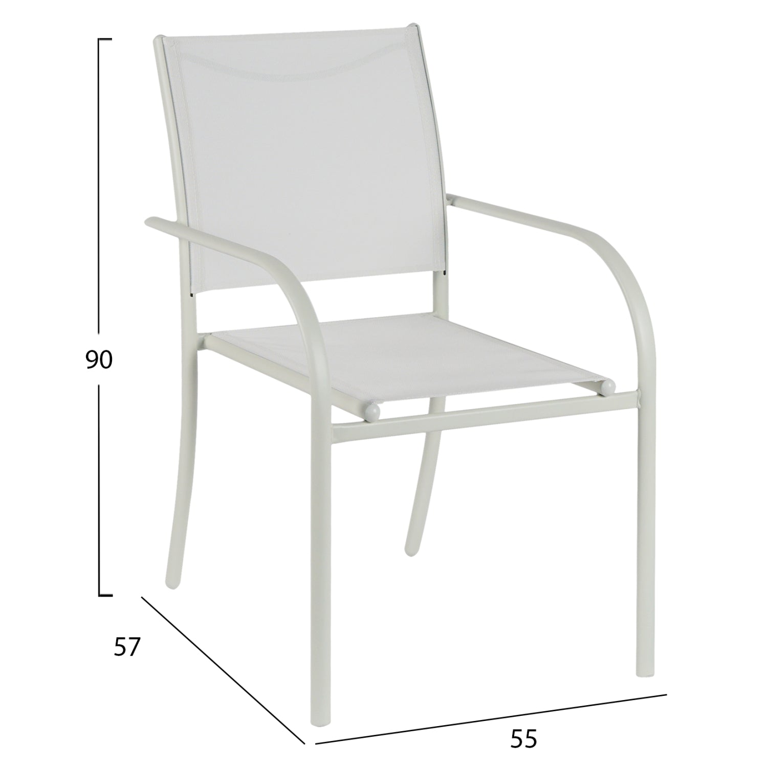 OUTDOOR DINING SET 5PCS OFER HM21030 WHITE METAL TABLE-WHITE METAL ARMCHAIRS