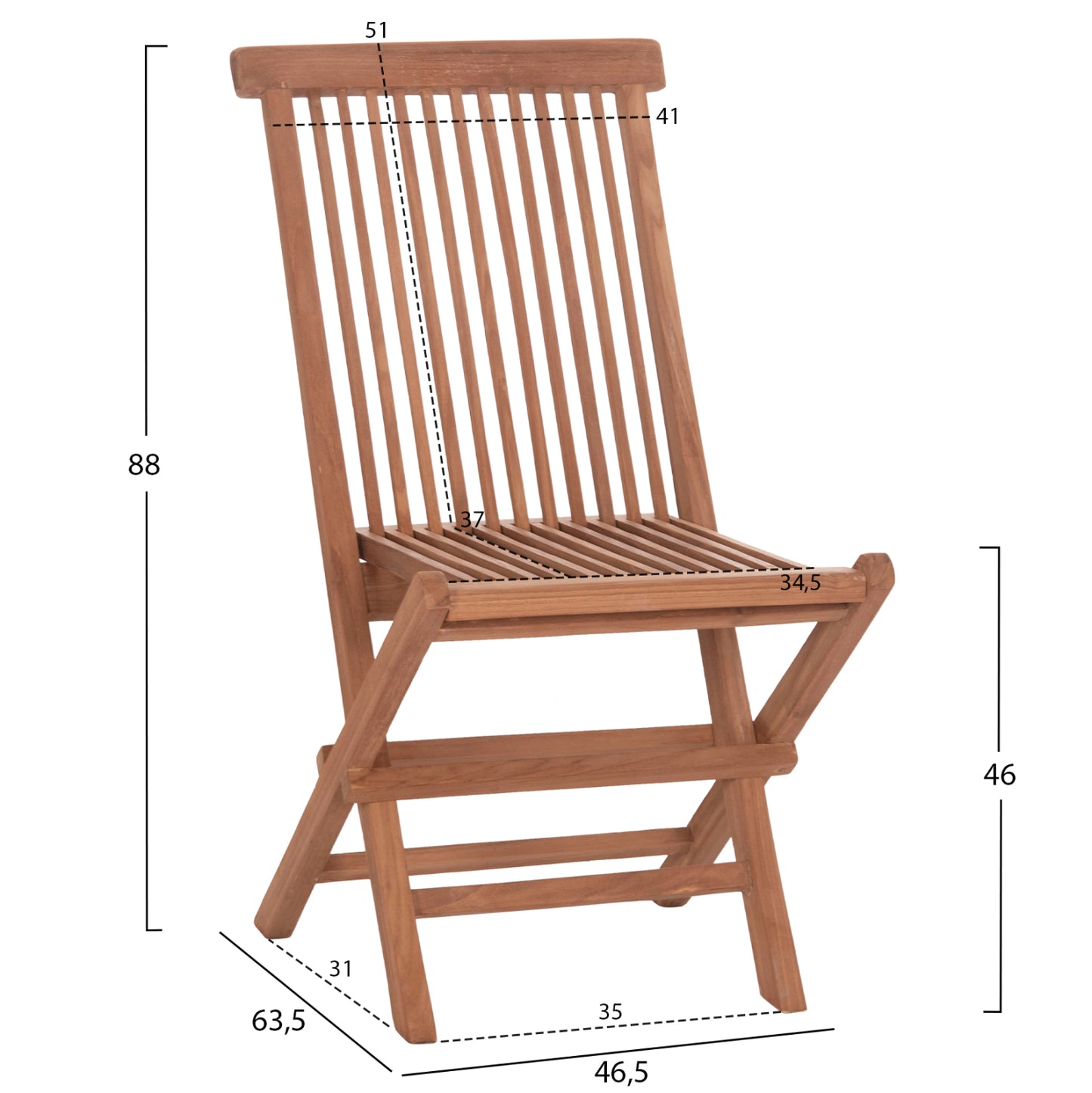OUTDOOR DINING SET 5PCS FOLDABLE ERIS HM10919 TEAK WOOD IN NATURAL