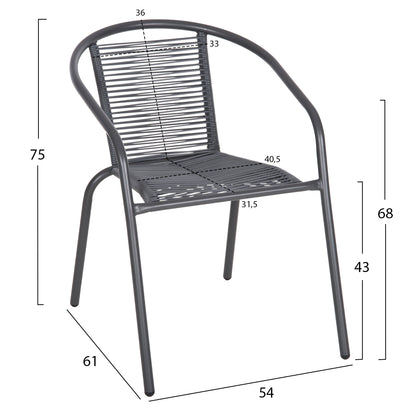 OUTDOOR 3PCS DINING SET LIMA HM10879.01 METAL & P.E.RATTAN IN GREY (ROUND)