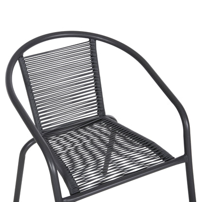 OUTDOOR 3PCS DINING SET LIMA HM10879.01 METAL & P.E.RATTAN IN GREY (ROUND)