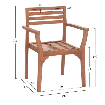 OUTDOOR DINING SET 3PCS ERMIONI HM10924 TEAK WOOD IN NATURAL COLOR