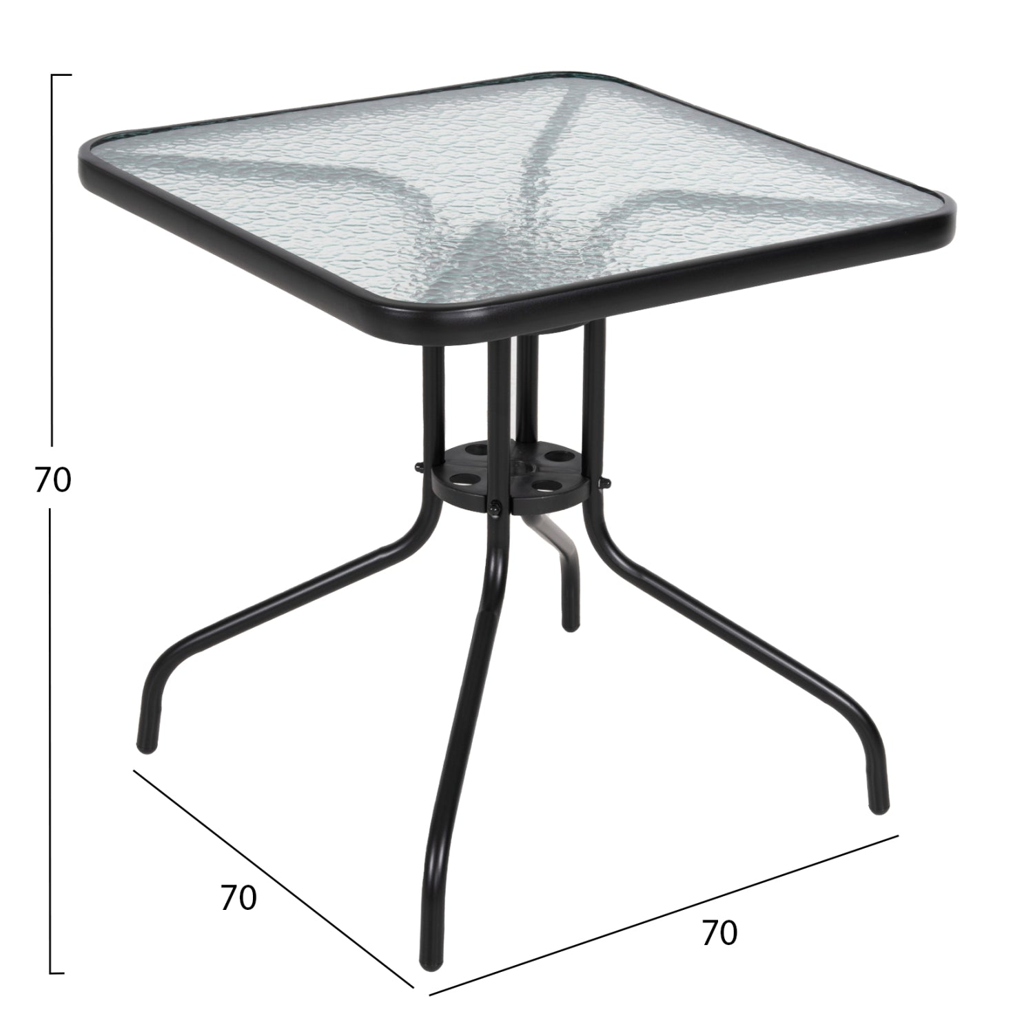 OUTDOOR DINING SET 5PCS FIGO HM10880.03 METALLIC TABLE & ARMCHAIRS IN BLACK