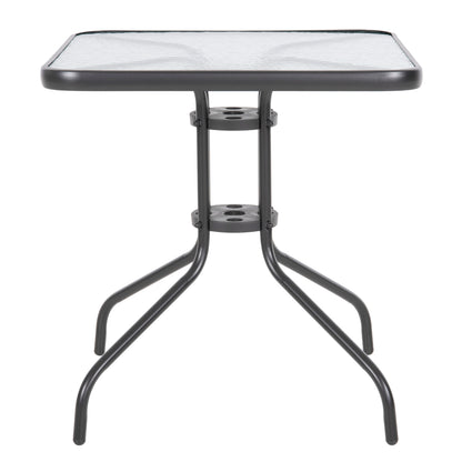 OUTDOOR DINING SET 5PCS FIGO HM10880.01 METALLIC TABLE & ARMCHAIRS IN GREY
