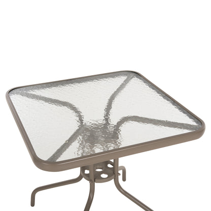 OUTDOOR DINING SET 5PCS FIGO HM10880.04 METALLIC TABLE & ARMCHAIRS IN CHAMPAGNE COLOR