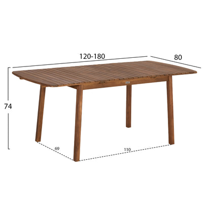 OUTDOOR DINING SET 5PCS KROLL HM10981 ACACIA WOOD IN NATURAL--CUSHIONS IN BEIGE