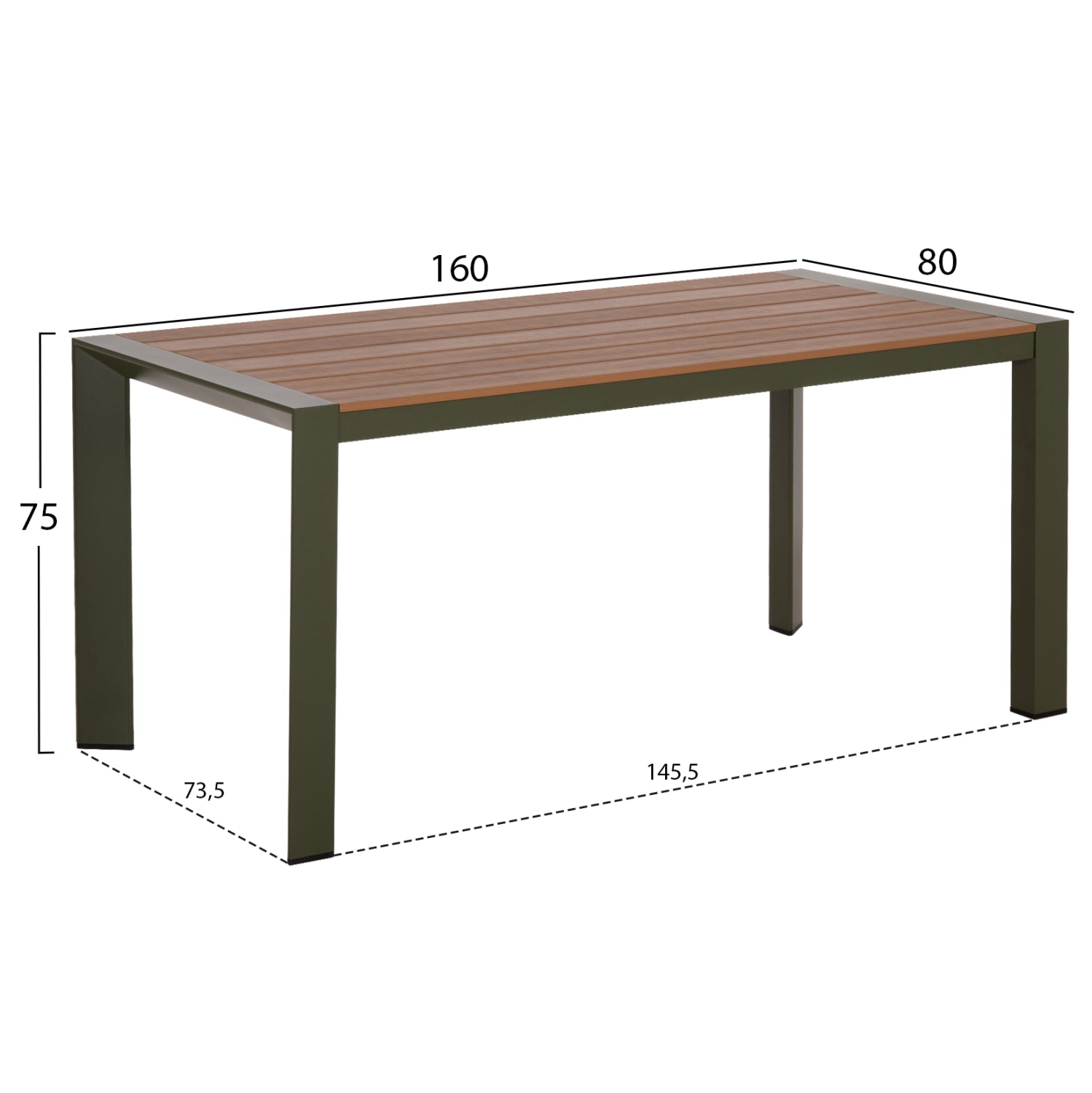 OUTDOOR DINING SET 5PCS HILLIARD HM10998.07 OLIVE GREEN ALUMINUM-POLYWOOD