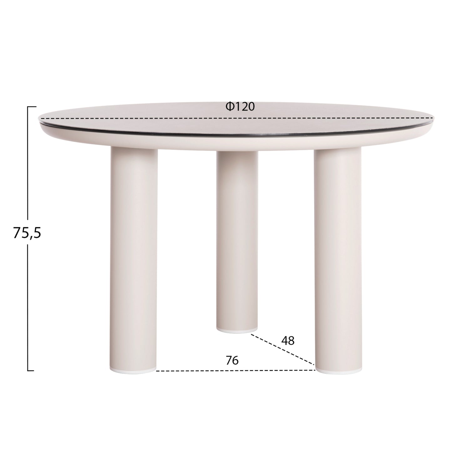 OUTDOOR DINING SET 5PCS SENTI HM11003.02 ALUMINUM CREAM WHITE--OLEFIN CUSHION COVERS BEIGE