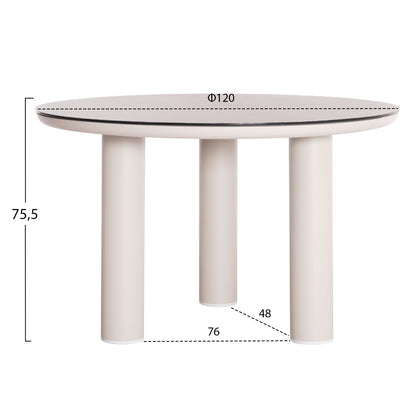 OUTDOOR DINING SET 5PCS SENTI HM11003.02 ALUMINUM CREAM WHITE--OLEFIN CUSHION COVERS BEIGE