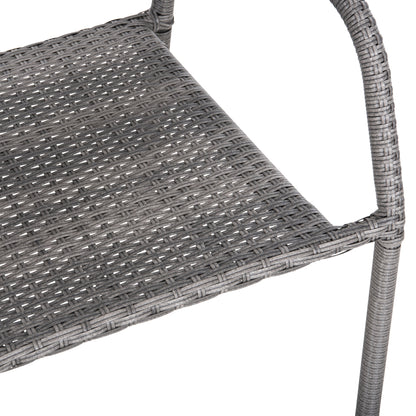 OUTDOOR DINING SET 5PCS MORNER HM21008 METAL & WICKER RATTAN IN GREY