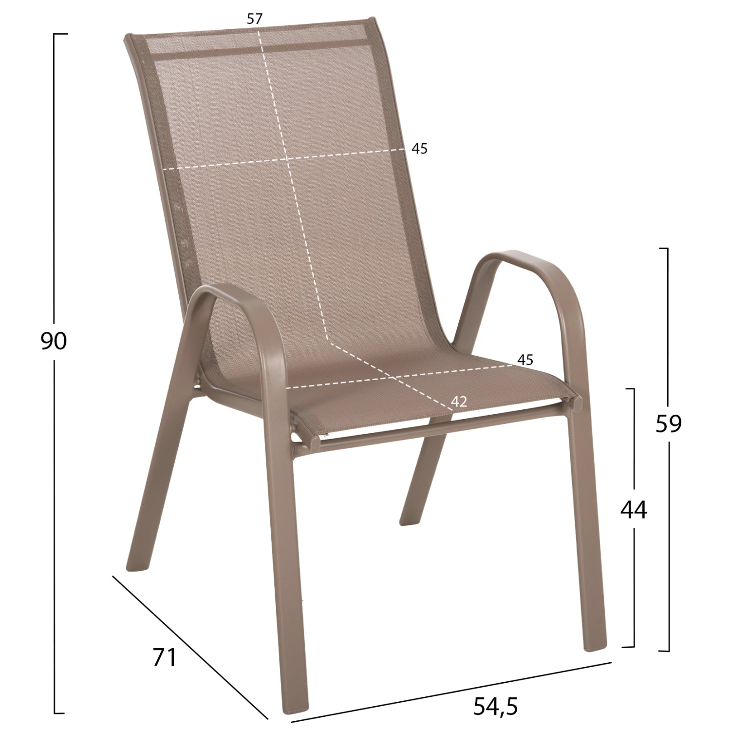OUTDOOR DINING SET 5PCS LEON HM5193.04 TABLE-CHAIRS METAL IN CHAMPAGNE COLOR