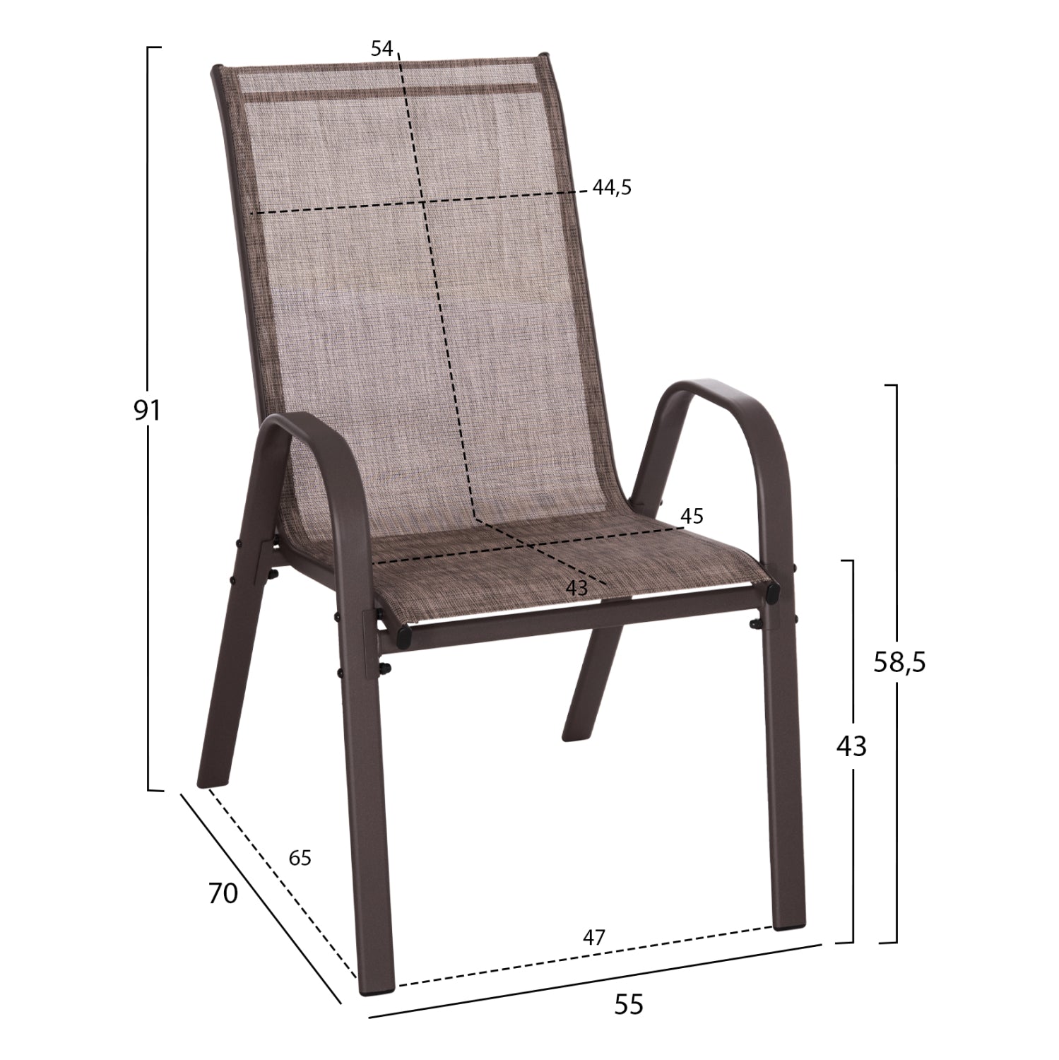 OUTDOOR DINING SET 5PCS HM5200.02 WITH 4 CHAIRS & TABLE 140X80--BROWN COLOR