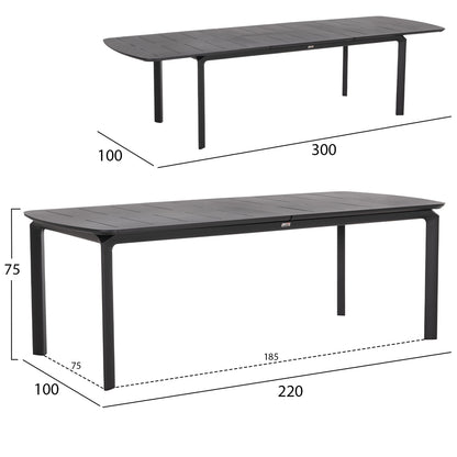 OUTDOOR 6-SEAT DINING SET ELARA HM10726.01 GREY ALUMINUM-EXTENDABLE DINING TABLE