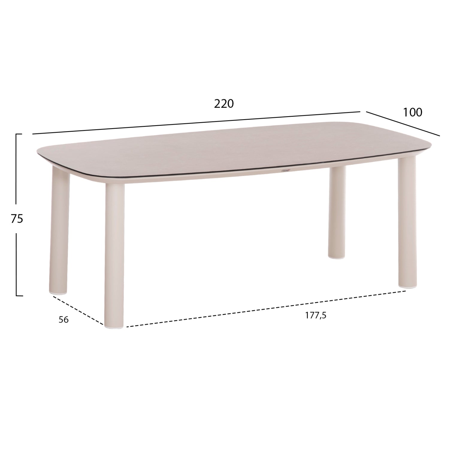 OUTDOOR DINING SET 7PCS SHANKS HM10909.02 ALUMINUM IN CREAM WHITE-BEIGE OLEFIN CUSHION COVERS