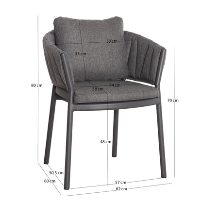 OUTDOOR DINING SET 7PCS SHANKS HM10909.01 ALUMINUM & OLEFIN CUSHION COVERS---GREY