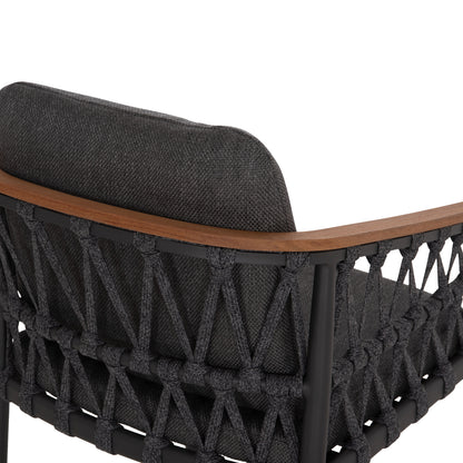 OUTDOOR DINING SET 7PCS DOSUN HM10910.01 ALUMINUM-ROPE-OLEFIN CUSHION COVERS---GREY